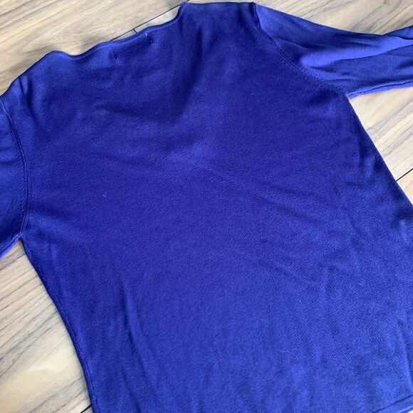 Sweater, EUC, beaded neckline, deep rich purple, 3/4 sleeve, sz Med - Picture 2 of 15
